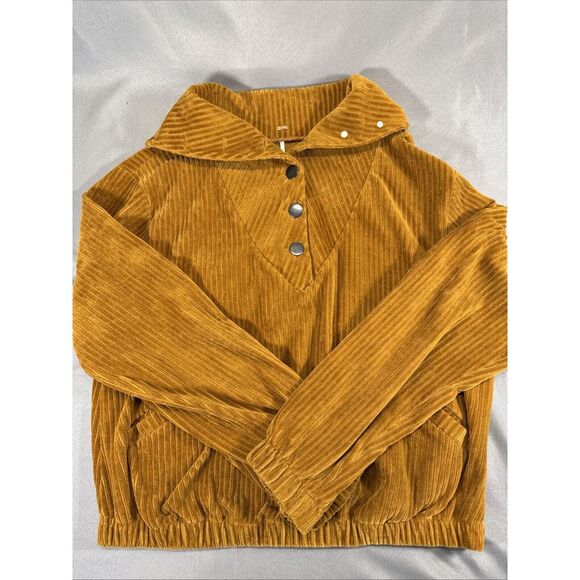 We The Free Tops - Free People‎ Selena Slouchy Pullover Ribbed Button Close Front Hip Pockets XS